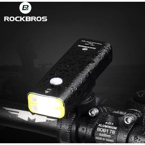 ROCKBROS Waterproof Bike Headlight MTB Bicycle Front Lamp Rechargeable Bicycle Light Cycling Riding Flashlight Bike Accessories