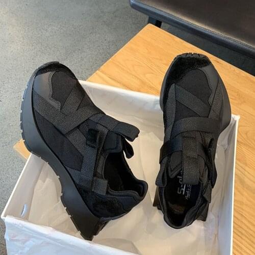Platform Sneakers Off Black White Buckle Air Mesh Designer Trainers Thick Bottom Chunky Womens Sneakers Vulcanized Casual Shoes