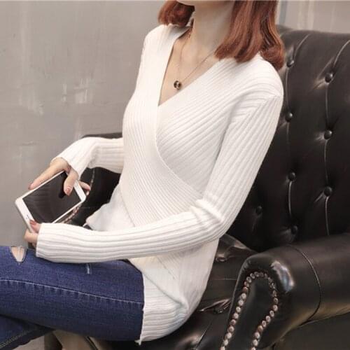 Women Sexy Off Shoulder Knitted Sweater Autumn Winter Pullovers Knitwear 2019 White Black brown khaki Jumper Pull Femmel Sweater