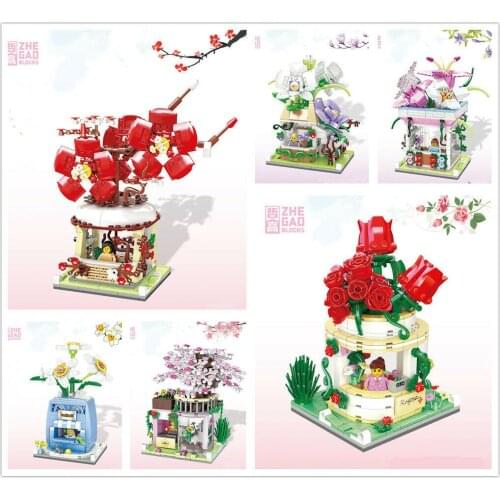 00299 00300 00301 00302 00303 00304 mini Blocks Kids Building Bricks Toys Flowers Puzzle Girls Gift Home Decor