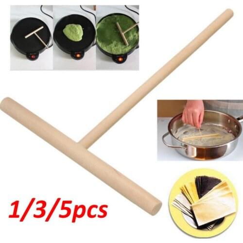 1/5Pcs Chinese Wooden Crepe Maker Pancake Batter Spreader Multi-functional Cake Kit DIY Home Kitchen Bar Tool Pie Tools