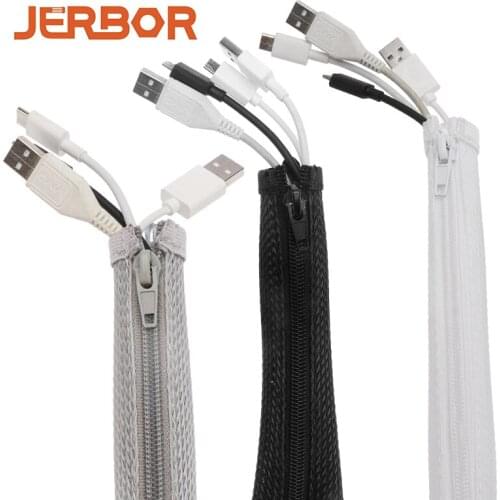 1M Zipper Cable Sleeve Cover Flexible Nylon Wire Cord Hider Cable Management Organizer For Computer TV Desk Home Office