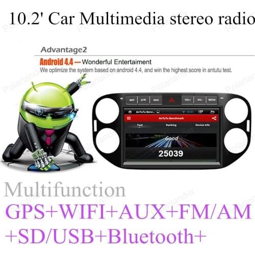 10.2" 1024*600 For Android 4.4 GPS Navigation Radio Car Video For Volkswagen VW Tiguan 2013 2014 2015 Support OBDll 3G DVR