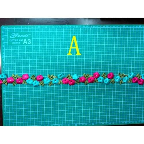 19 colors and styles available 3cm high quality dyed yarn embroidery colorful flora trim,HS171229A