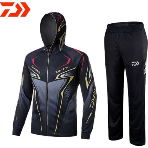 DAIWA 2021 Summer Outdoor Hiking Sports Fishing Suit Men Protection Fishing Set Zipper Fishing Shirt for Pants Fishing Clothing
