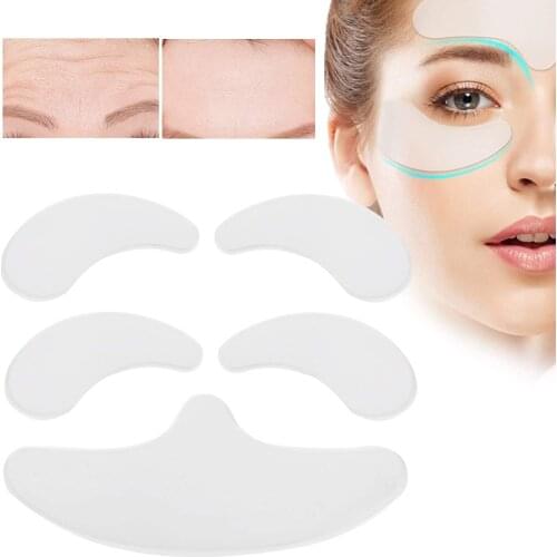 5pcs Silicone Anti Wrinkle Stickers Patch Eye Chin Forehead Skin Care Pads Silicone Reusable Face Overnight Invisible Patches
