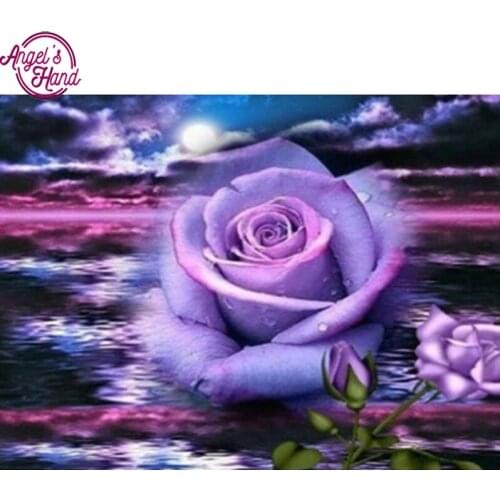 5D DIY Diamond embroidery purple rose diamond painting Cross Stitch full square Rhinestone mosaic home decoration gift