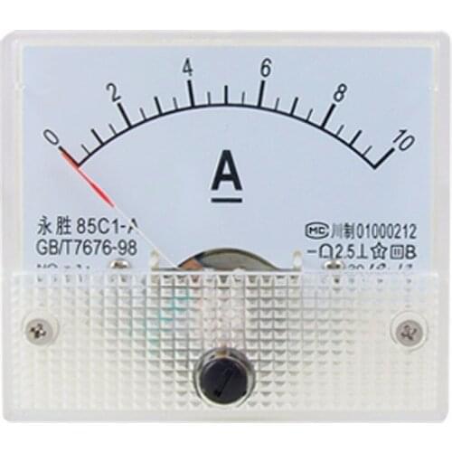 85C1 DC 0-10A 0-20A Rectangle Analog Panel Ammeter Gauge 64*56mm