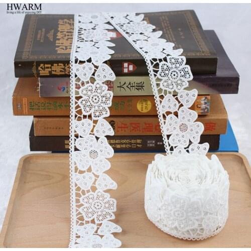 White african lace fabric ribbon wedding decoration trim DIY 2yard Milk lace new water-soluble lacefabric curtain skirt accessor