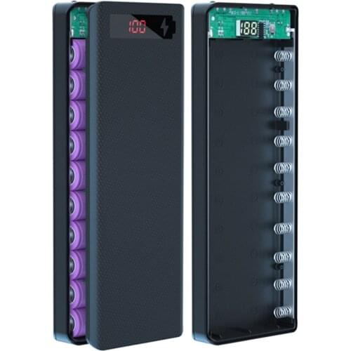 Welding Free 10*18650 Battery Storage Box Detachable Dual USB Power Bank Battery Case 18650 Battery Holder Charge Box