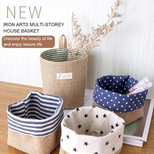 Household Desktop Basket Storage Dirty Laundry Basket Round Toy Storage Basket Multicolor Hanging Bag Home Storage Contain