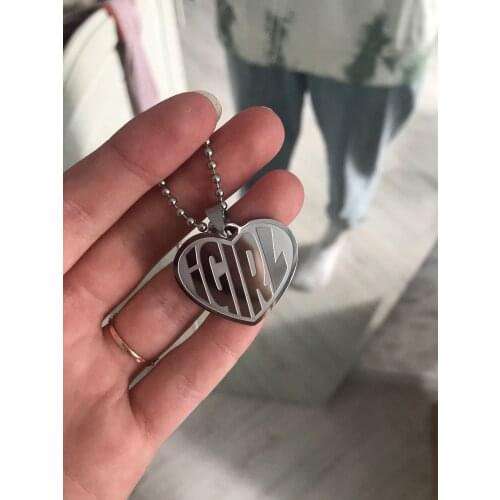Trendy Igirl Letter Heart Necklaces for Women Stainless Steel Bead Chain Necklace Cool Girls Party Jewelry Accessories Gift