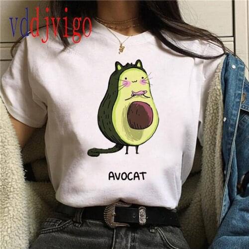 Avocado T Shirt Women Cartoon Aesthetic Ulzzang TshirSummert Kawaii Female New T-shirt Funny Tee Casual Femme Clothes Print