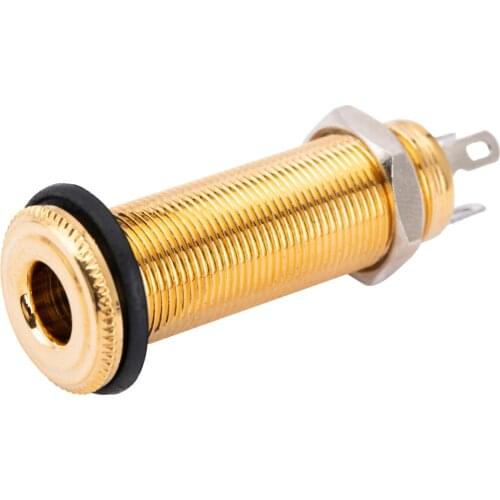 Musiclily Pro 1/4 inch Copper Guitar Bass Mono Barrel Output Jacks Cylinder Jack Socket with 3 Pins, Gold