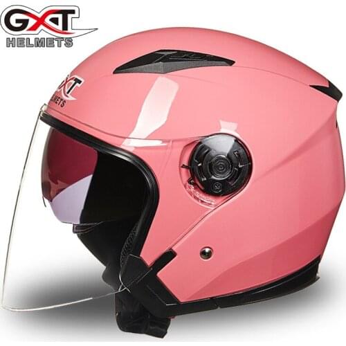 GXT 512 Adult Half Face Motorcycle Male Helmet Dual Lens Four Season High Safety Quality Motorbike Racing Helmet Female