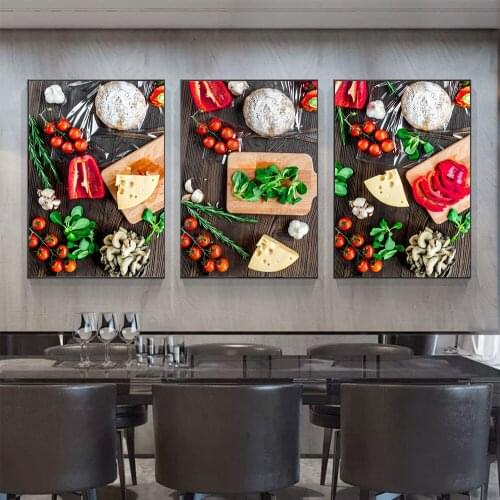 Canvas Paintings Kitchen Themed Wall Art Decor Vegetables Chili Garlic Beef In Table Food Cooking Ingredients Canvas Print Decor