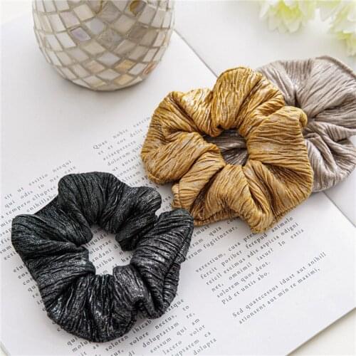Classic Hair Scrunchies Folds Hair Band Soft Ponytail Holder Ring For Women Big Classic Hair Scrunchies Solid Hair Accessories