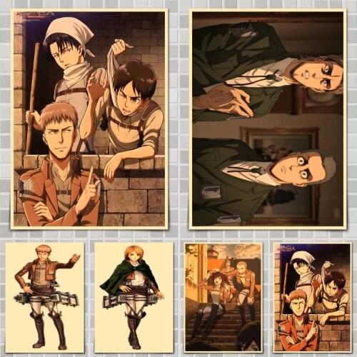 Classic Cartoon Anime Attack on Titan Character Poster Wall Stickers For Home Room Bar Decor Art