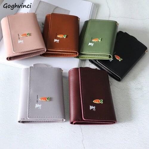 Short Wallets Women Printed Appliques Kawaii Purse PU Leather Wallet Casual Mini Money Bag Korean Style Students Ulzzang Fashion