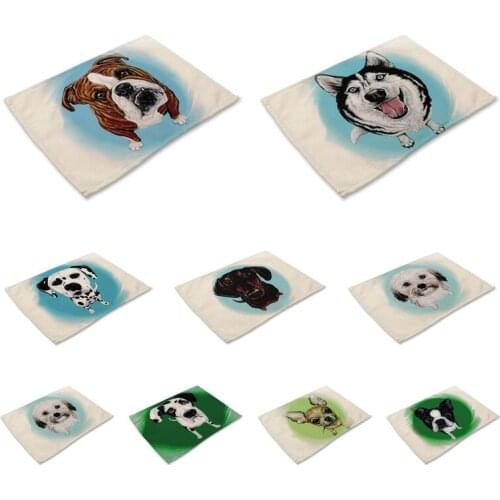 Dogs Pattern Table Mat Cartoon Dog Table Napkin Placemat Kitchen Decoration Dining Accessories for Wedding Party