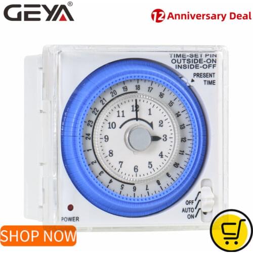 GEYA TB37 Mechanical Din Switch Timer 110V OR 220V 15 Minute Adjustable Timer Manual or Automatic Control