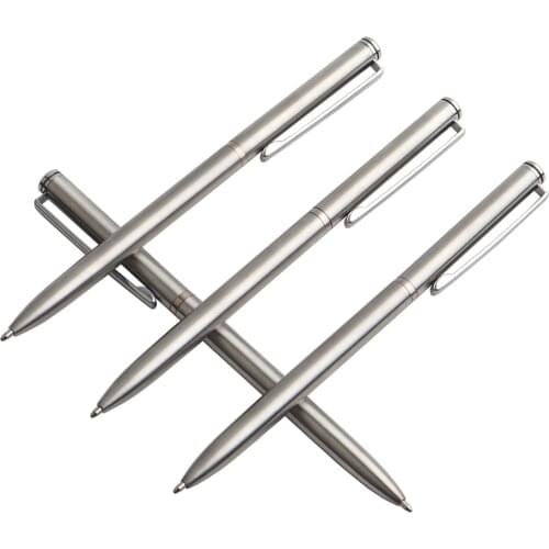 4PCS/LOT GENKKY Rotating metal ballpoint pen stainless steel ball pen steel bar oil pen commercial stationery pen unisex 0.7mm