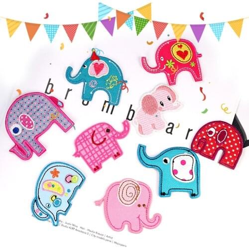 Cute Elephant Children Kids Patches for Clothing Baby Jumbo Badges Iron on Embroidered Patch Applique Stickers on Clothes DIY