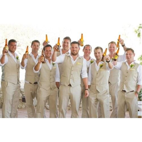 Latest Coat Pant Designs Champagne Best Men Suit Casual Beach Slim Fit 2 Piece Blazer Custom Groomsman Tuxedo Vestidos Vest+Pant