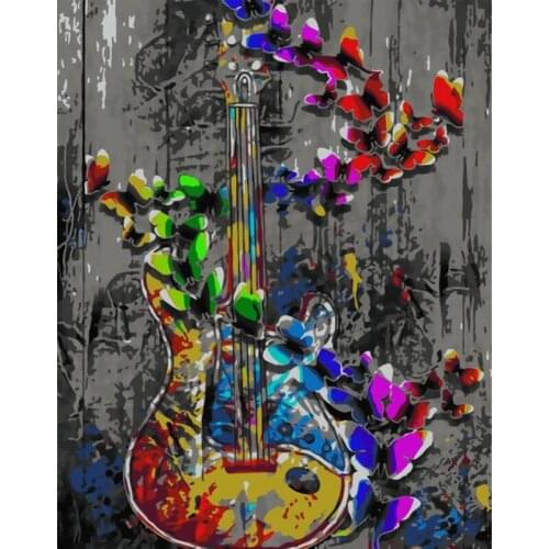 Painting By Numbers DIY Dropshipping 60x75cm Music and Butterflies Still life Handmade For Living Room Wall Decor Oil Painting