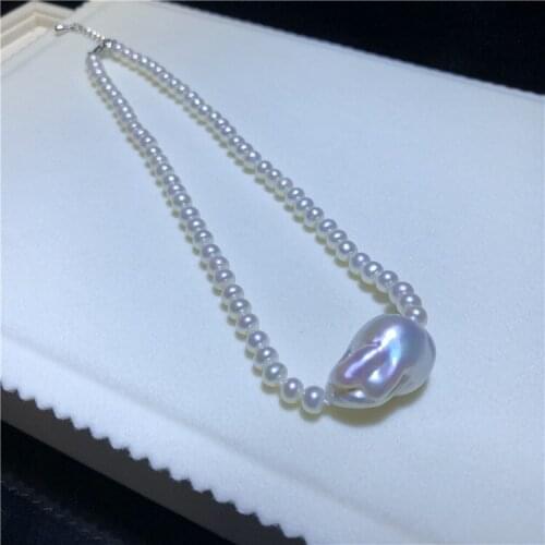 New natural pearl 5-6MM potato shape necklace 15-26MM Baroque shaped beads simple fashionable necklace gift