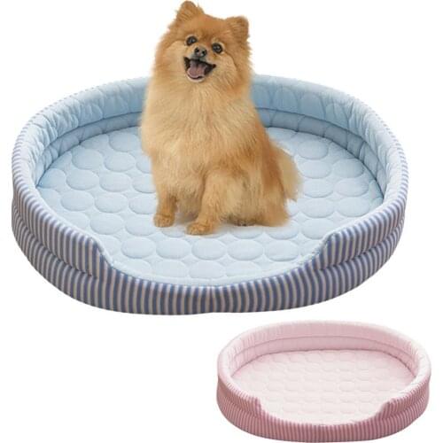 New Cute Summer Pet Cooling Mat Round Ice Silk Refreshing Cat Bed Dog Kennel Mattress Pet Bed Cat Cushion For Dogs Pet Cool Mat