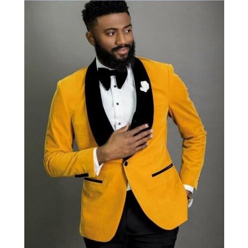 Blazer jacket plus velvet mens suit wedding dress one button shawl lapel groom ball
