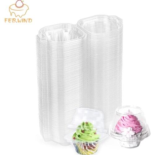 Clear Individual Plastic Cupcake Containers Deep Dome Muffins/Cupcake Packaging Disposable Bakery Containers For Small Cake 177