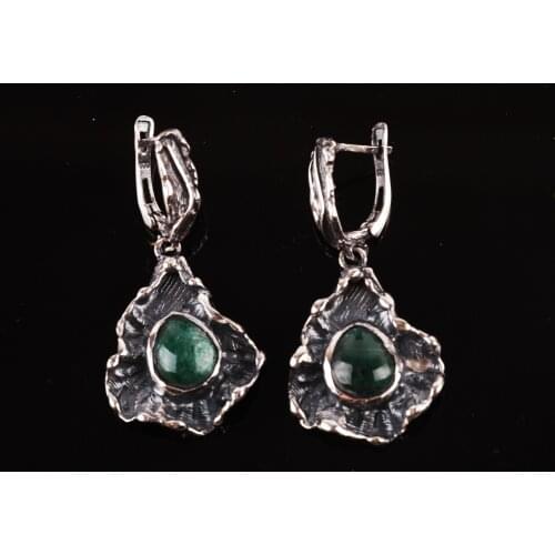 UM US JEWELRY Emerald Cubic Zirconia 925 Sterling Silver Earrings