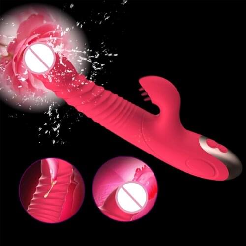 Clitoris Stimulator Tongue Licking Telescopic Rabbit Vibrator Rotation Beads Dildo Vibrator G-spot Massage Heating Erotic
