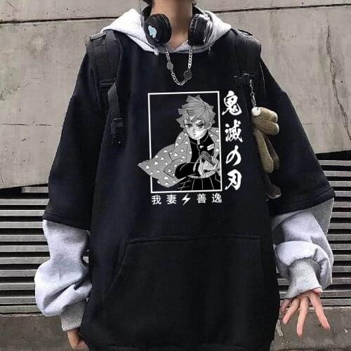 Japanese Anime Demon Slayer Hoodies Long Sleeve Hip Hop Streetwear Sweatshirt Sudaderas Hombre