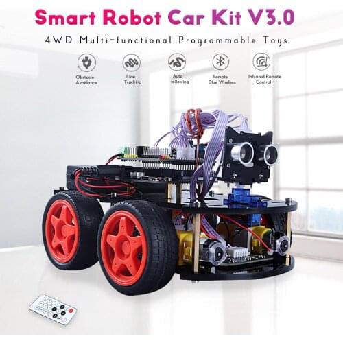 HUAYUXIN 4WD Multi-functional Smart Robot Car Kit V3.0 for ZY UNO R3, Ultrasonic Sensor, Bluetooth Module for Arduino