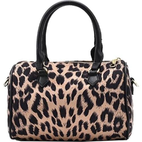 Vintage Leopard Pattern Tote Bag Ladies Shoulder Bag Party Clutch Purse Khaki