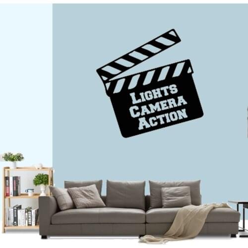 Large Lights Camera action Video Camera Wall Art Mural Wall Decal For Cinema Movie Room Film Vinyl Camera Waterproof ov316
