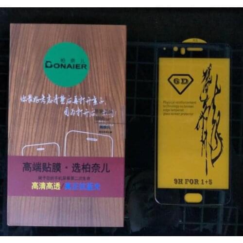 Bonaier Top Quality Full Glue Curved Coating Tempered Glass Film for Oneplus 5 Oneplus5 Full Screen Protector Black 5.5inch