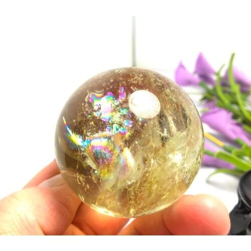 High class beautiful natural yellow crystal ball for feng shui decoration or as a gift