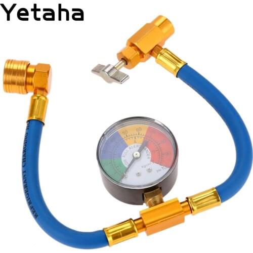 Yetaha 1Pc R134A Air Conditioning Refrigerant Charging Hose With Gauge A/C Hoses Kit for Car 1/2 Thread for American and Europe