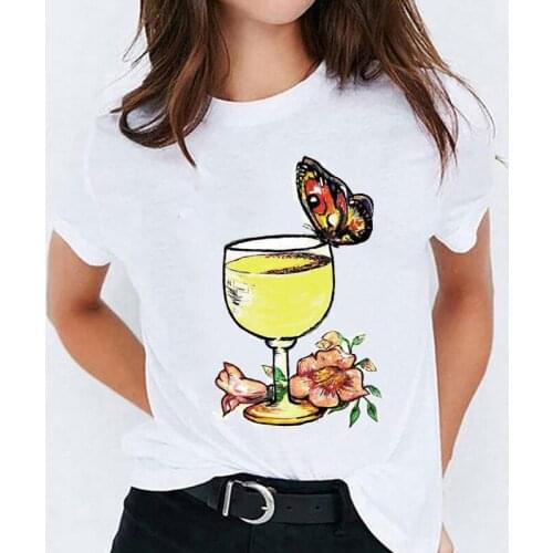 Lady T-shirts for Women Butterfly Floral Flower Fashion Summer Autumn Ladies Print Top Womens Graphic T Shirt Female Tee T-Shirt