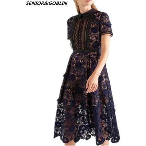 High Quality 2019 New Women Self Portrait Lila Floral Lace Runway Dress Elegant Party Ladies Long Clothing Dresses