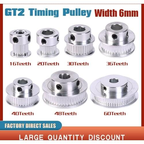 1pcs New GT2 Timing Pulley 30 36 40 60 Tooth Wheel Bore 5mm 8mm Aluminum Gear Teeth Width 6mm For Reprap 3D Printers Part