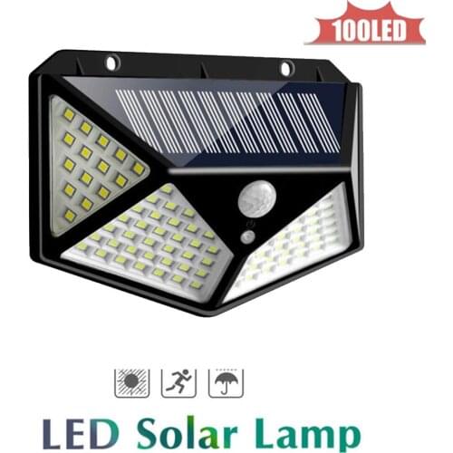 100 LEDs Solar Panel PIR Motion Sensor Waterproof Lamp 3 Modes for Garden Yard Outdoor & Indoor Emergency Night light 4 sided 27