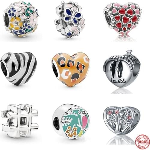 2021 new butterfly flower full heart lovers family tree diy Bead fit Original Pandora charms silver 925 for women jewelry