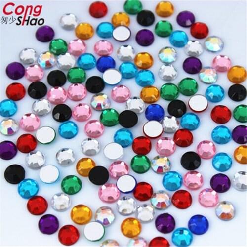 4mm,6mm Crystal AB 3D Nail Art AB Rhinestones DIY Non Hotfix Round Flatback Acrylic Stones For Face Decorations Garment WC258