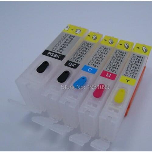 YOTAT 5pcs refillable ink cartridge BCI-350 CLI-351 for Canon PIXUS MG5430 IP7230 MG6330 printer