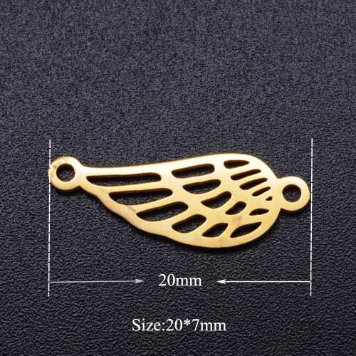 5pcs/lot Angel Wing Stainless Steel DIY Connector Charms Wholesale DIY Pendants for Necklace Making Never Tarnish
